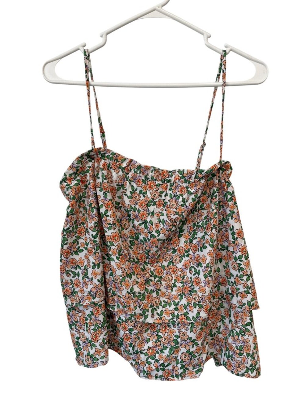 Abela Story + Co Layered Top Large Floral Sleeveless Square Neck Multicolor Boho